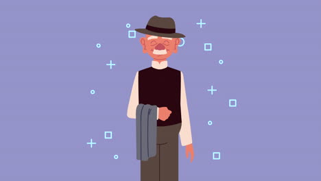 grandfather with elegant hat character