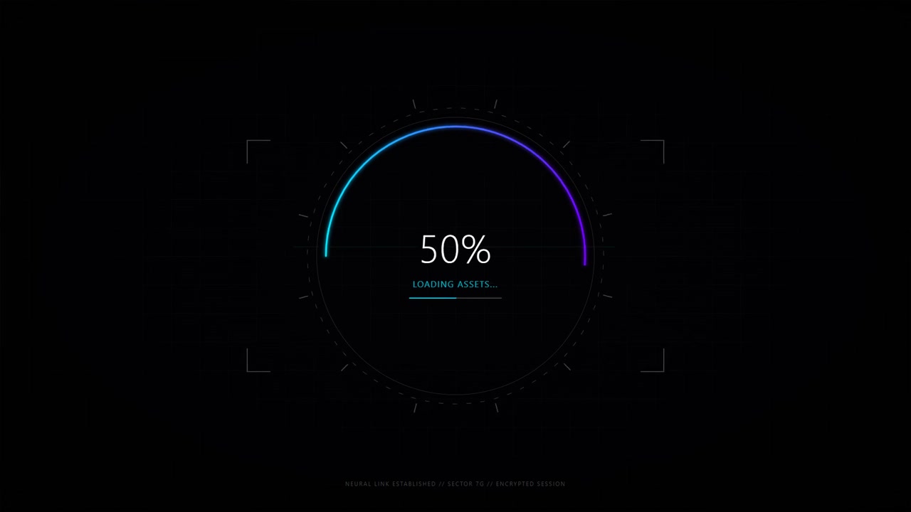 Digital Loading Progress Circle with Futuristic Interface