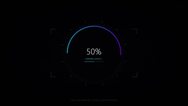 Digital Loading Progress Circle with Futuristic Interface