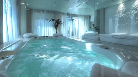 a luxurious hot tub in a modern spa bathroom