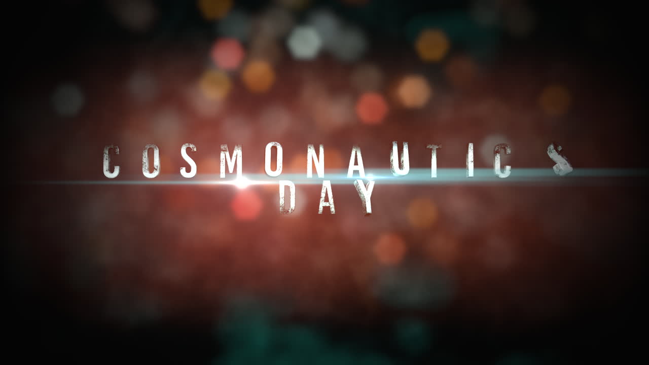 día de la cosmonáutica con confeti colorido y luz en galaxia