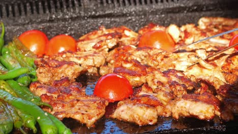 grilled meat and vegetables on a grill