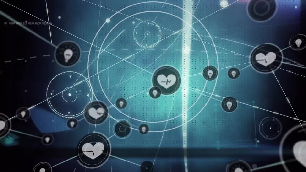 파란색 배경 위의 연결 네트워크의 애니메이션