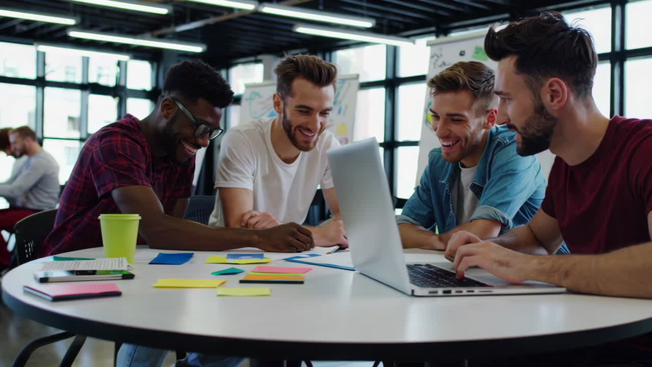 Glad team diskuterer projekt