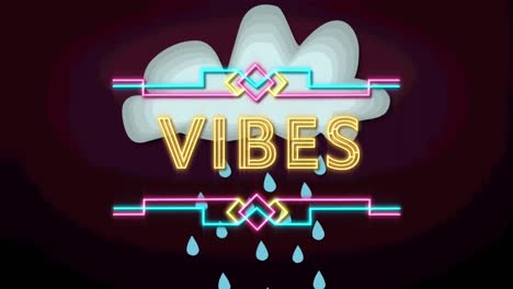 Animation-of-vibes-text-over-cloud-with-rain-on-purple-background