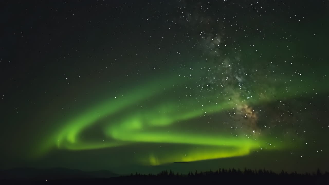 Aurora Borealis and Starry Night Sky