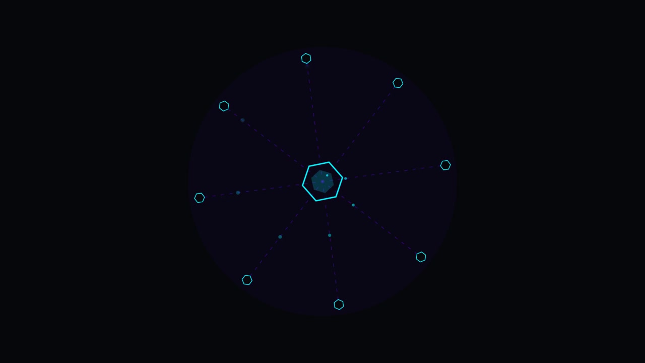 Abstract Digital Hexagon Network Animation on Dark Background