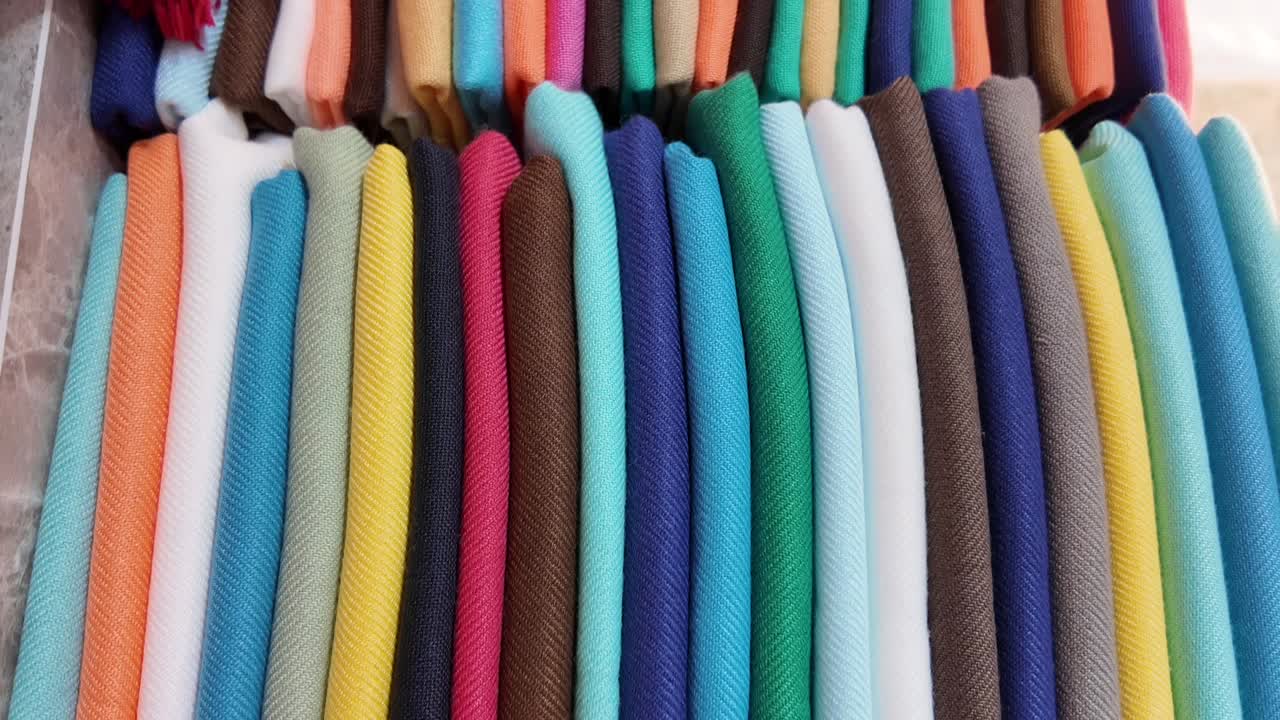 Colorful Fabrics and Textiles Assortment