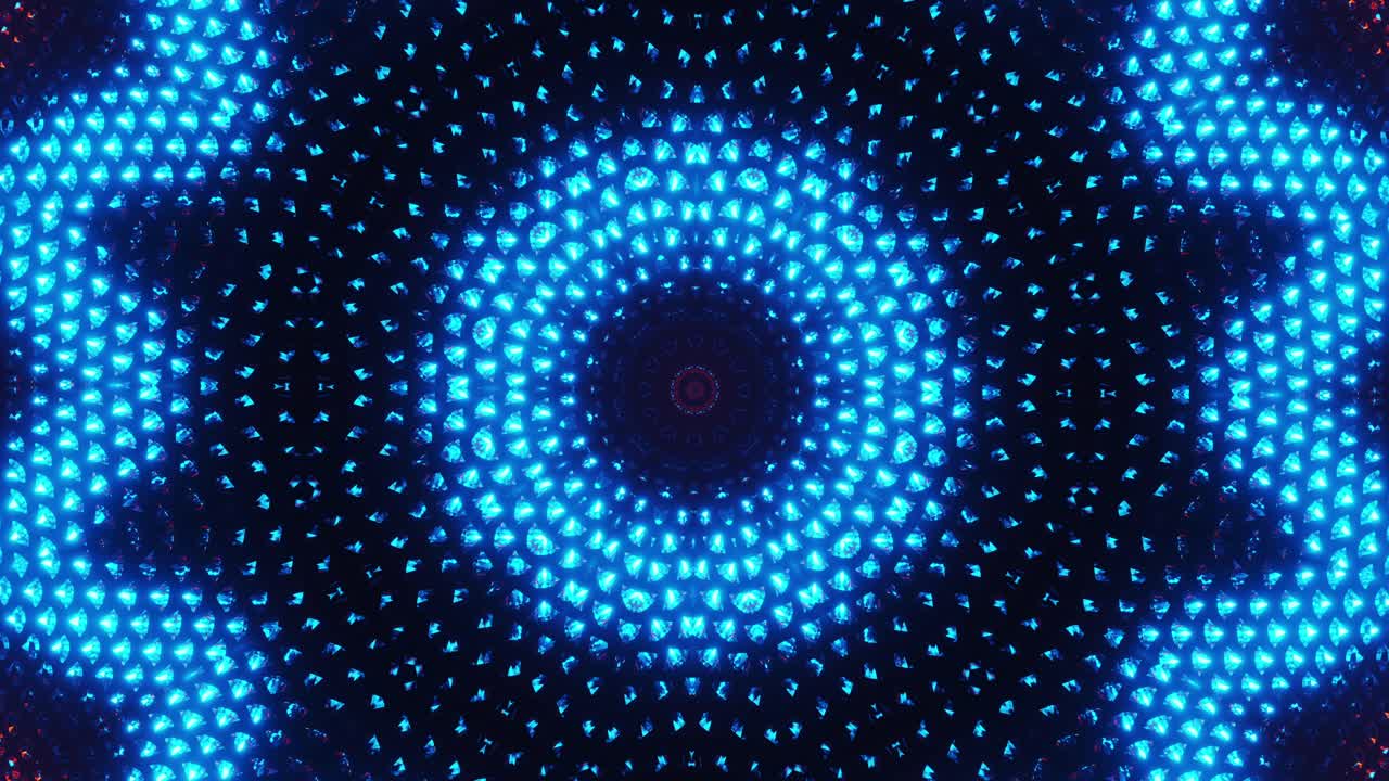 Esplosione stellare blu e rossa con sfondo nero. Loop VJ caleidoscopico