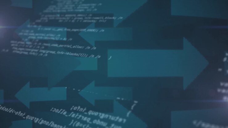 Animation of data recording over blue arrows pointing in opposite directions