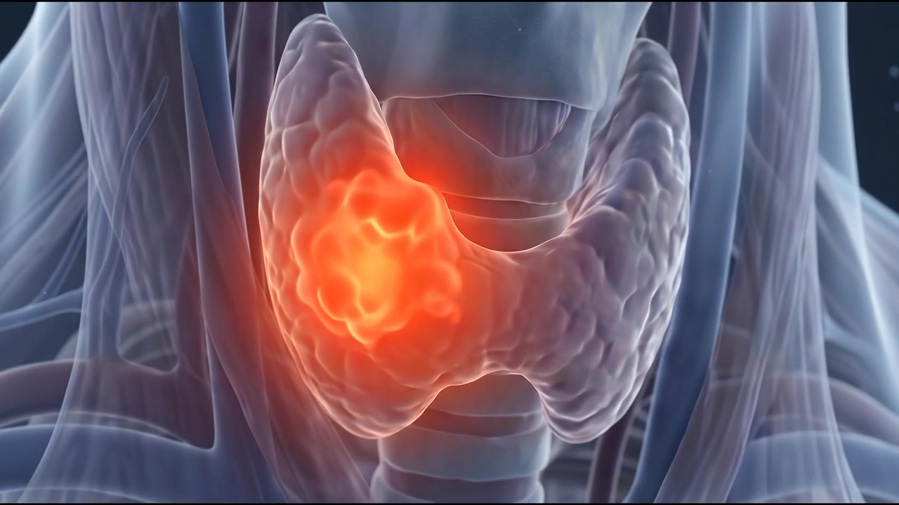 Animação Médica da Glândula Tireoide com Crescimento Tumoral