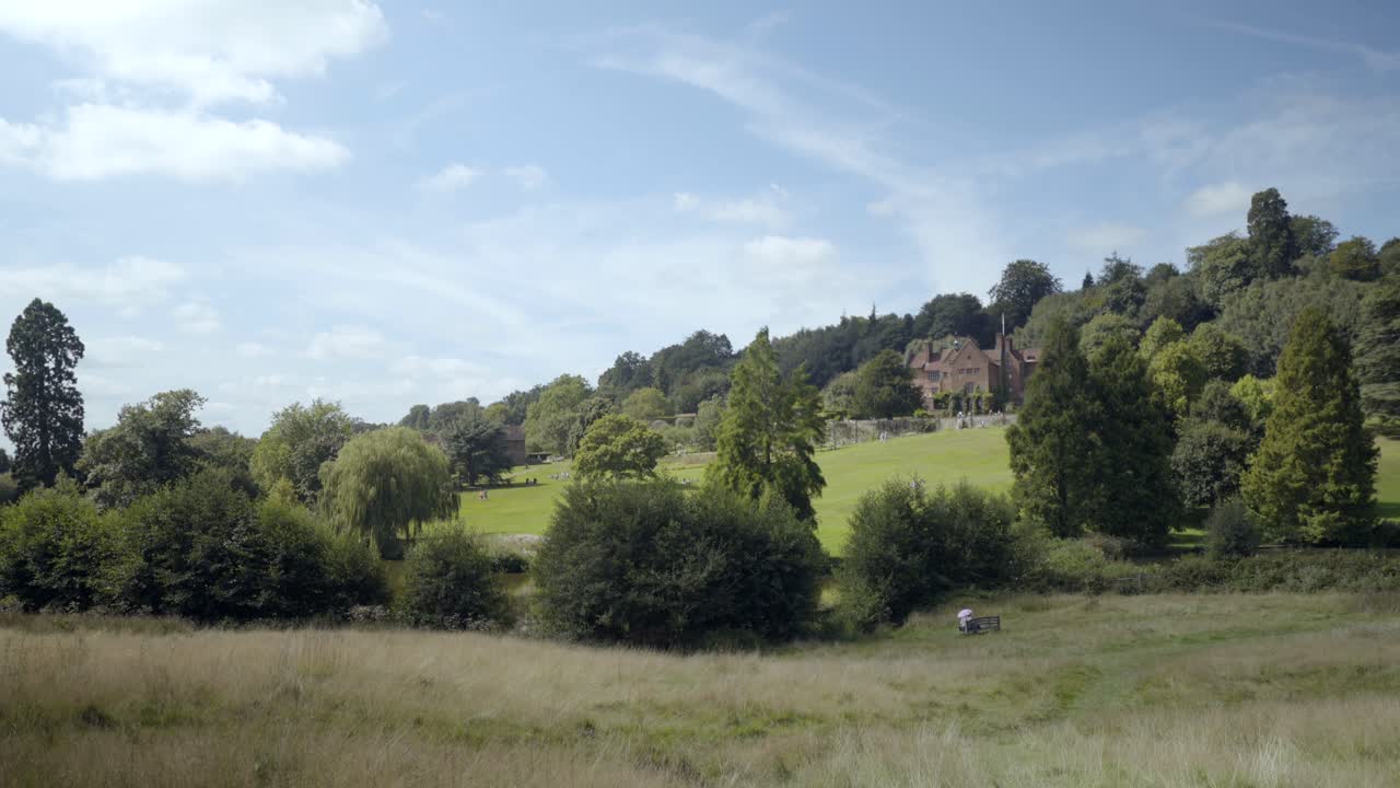 Static wide shot of Chartwell, a country house near Westerham, Kent, England where Winston Churchill lived for over forty years