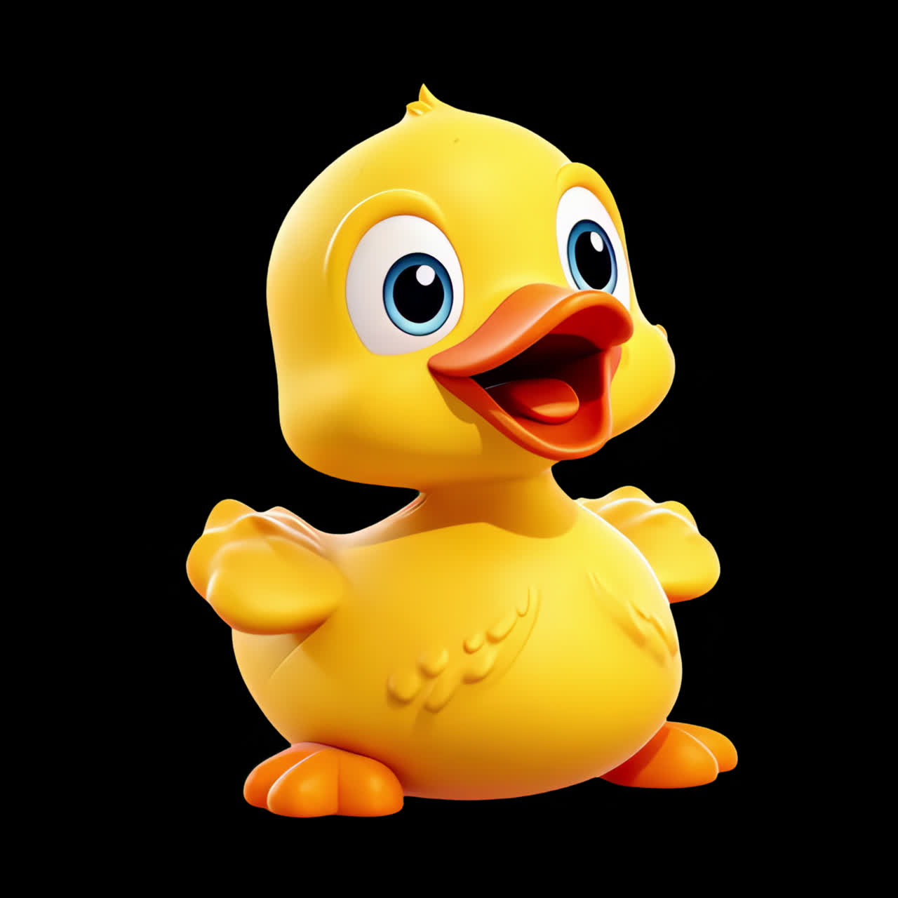 Cheerful cartoon duckling illustration animation isolated asset, transparent 4K video, alpha