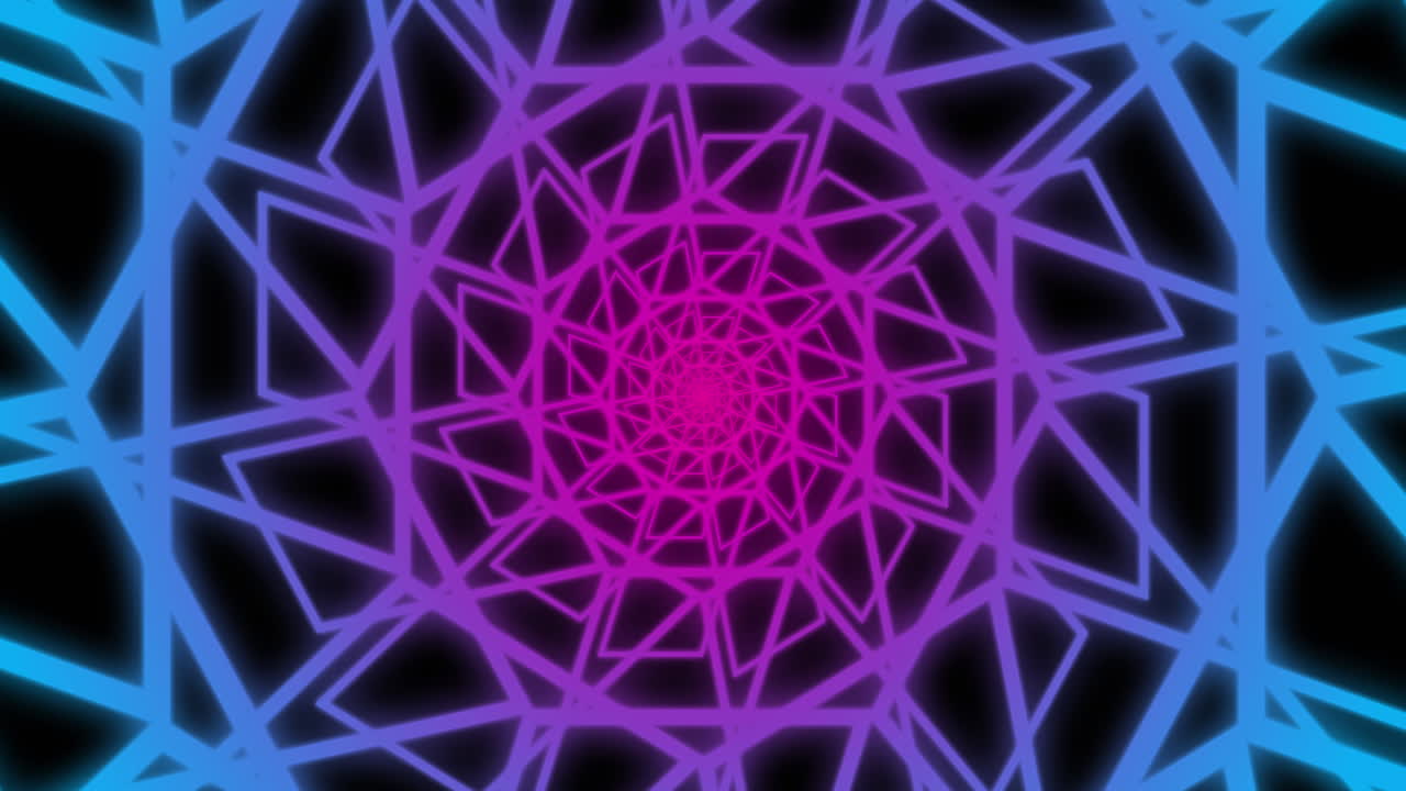 animación de un patrón de neón púrpura y rosa que se mueve en movimiento hipnótico en un bucle sin costuras