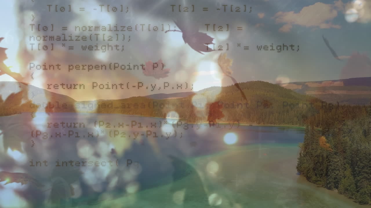 잎과 풍경에 대한 데이터 처리 애니메이션