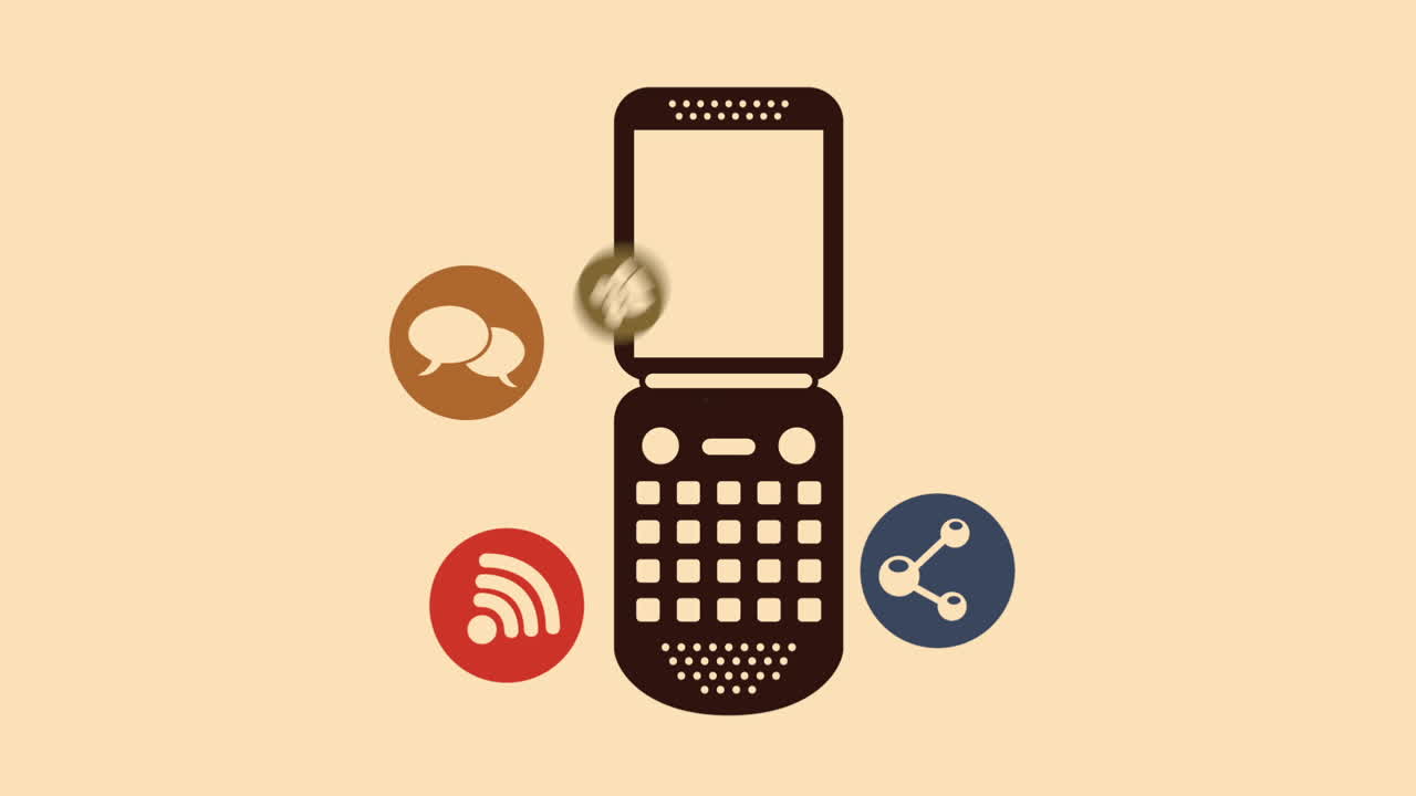 다양한 연결 아이콘을 가진 휴대 전화