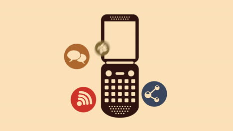teléfono móvil con varios iconos de conectividad