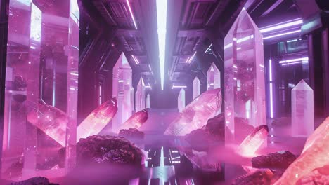 glowing crystal corridor
