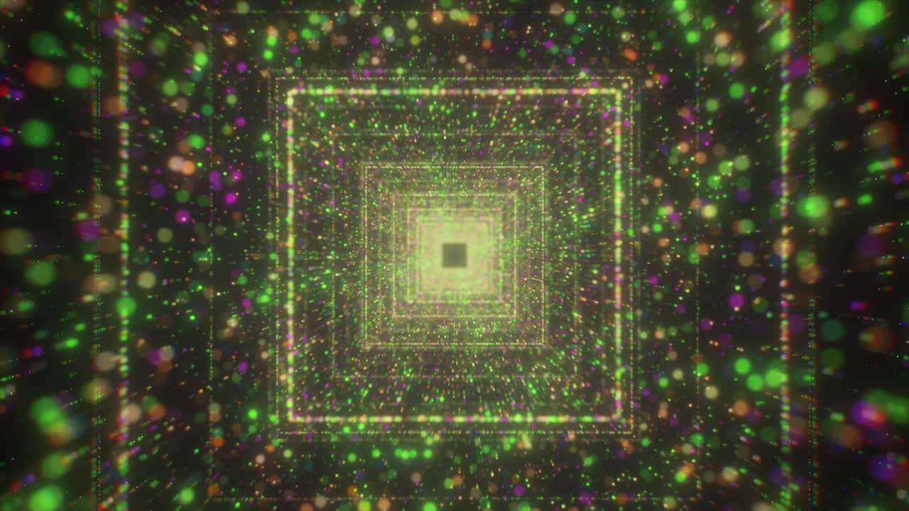 다채로운 불빛으로 빛나는 추상적인 터널