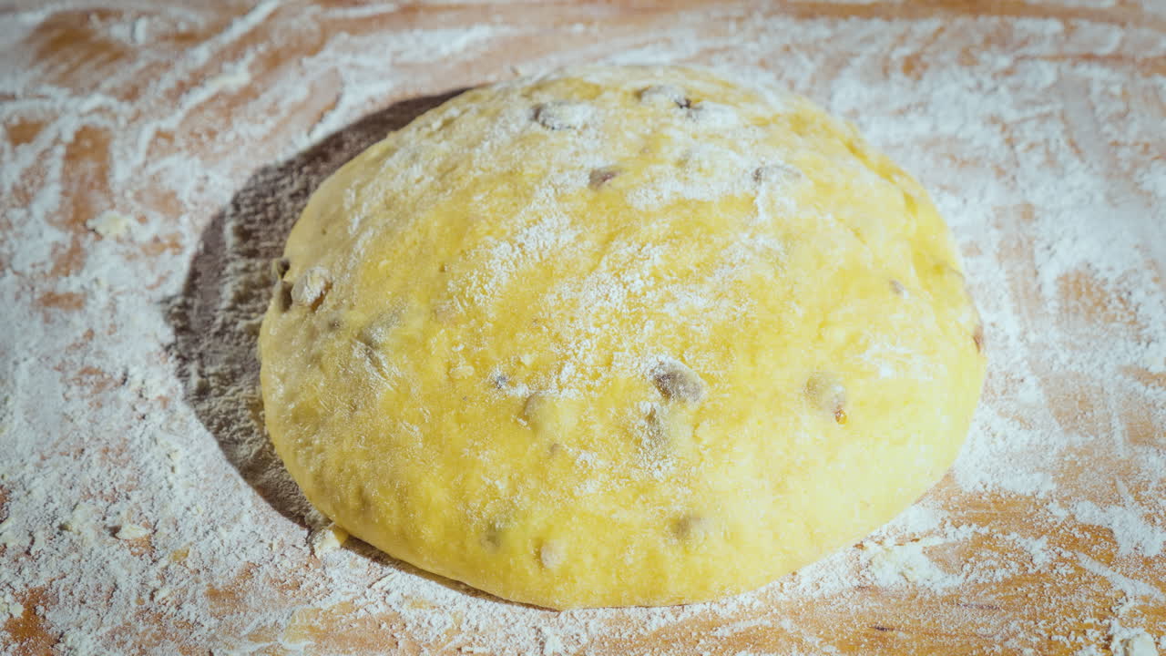 The Dough Is Rising Dough With Raisins For Homemade Baking