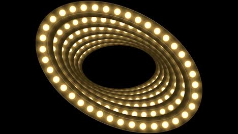 tunnel incandescent light bulb box frame oval shape swirl rotate moving pattern, retro 3d virtual style illustration glow in dark background seamless looping animation 4k, with copy space