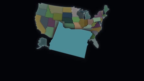 oregon está resaltado - estados unidos - mapa de estados unidos