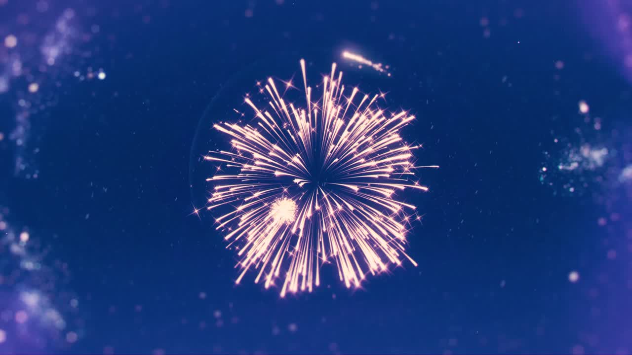 Fuochi d'artificio con luna crescente e testo del messaggio Ramadan Kareem. Spazio per testo del messaggio e logo. Animazione 3D di alta qualità per l'Eid del Ramadan o il Capodanno islamico