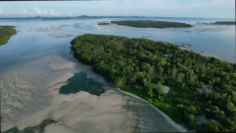 aerial coastline of white sand beach on leebong