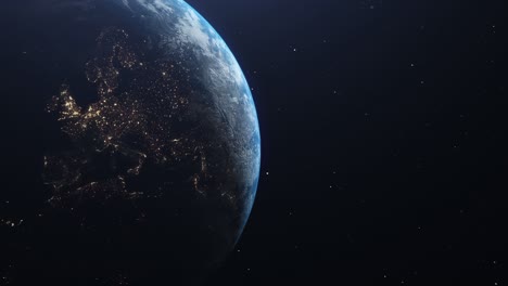 4k earth night to day - realistic earth city lights from the space and sunrise - cinematic realistic rotating earth in space - planet earth at night - europe seen from space - europe transition from night to day