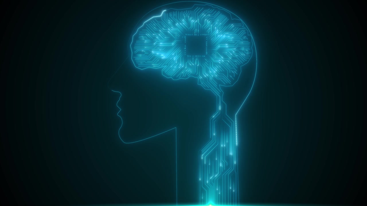 Concetto profondo di apprendimento AI e intelligenza artificiale, tecnologia aziendale, internet e networking.