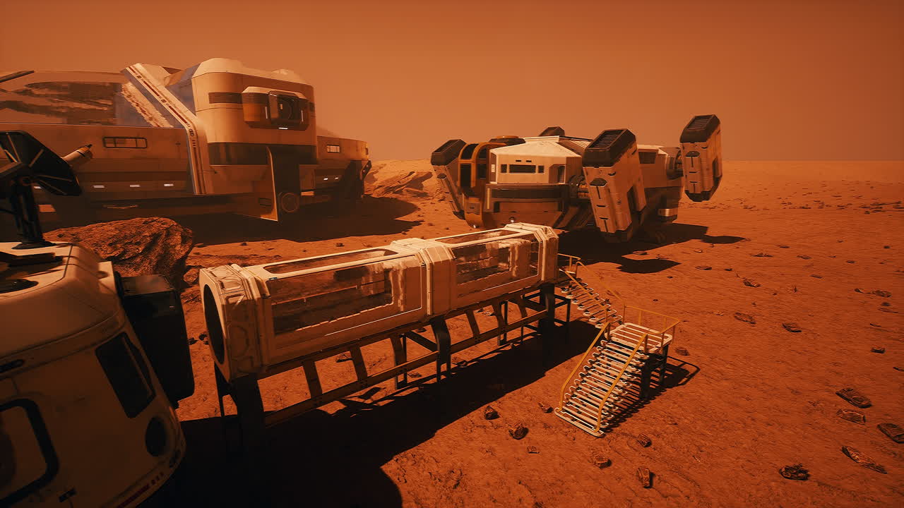 Futuristic Mars Base and Spaceships