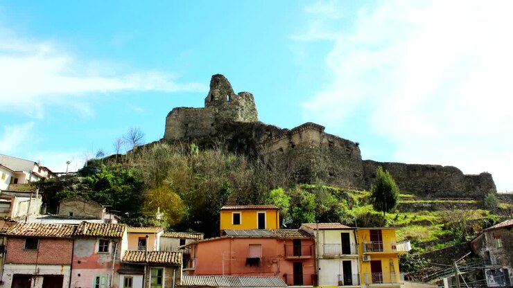 Old Norman's Castle, and Medieval City, Lamezia Terme, Calabria, Italy, Time Lapse
