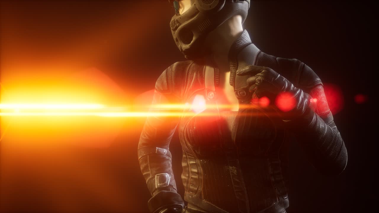 mujer joven cyberpunk, estilo futurista