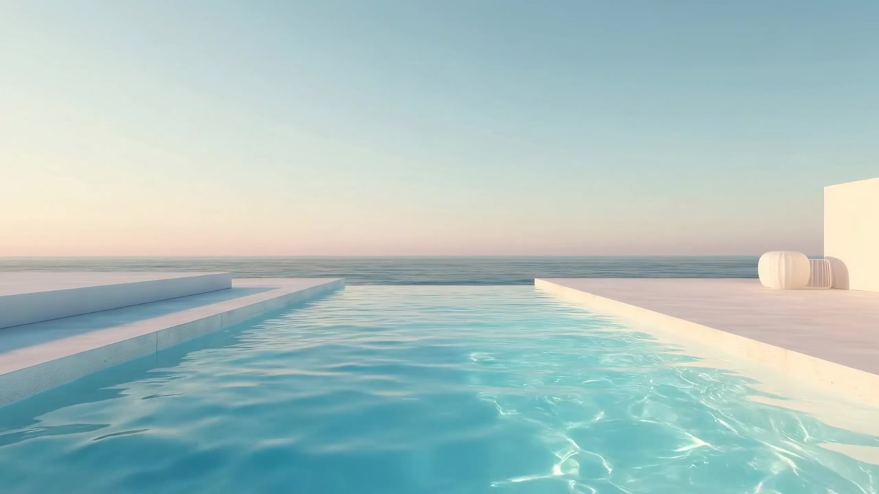 Infinity-Pool mit Blick auf den Ozean bei Sonnenuntergang