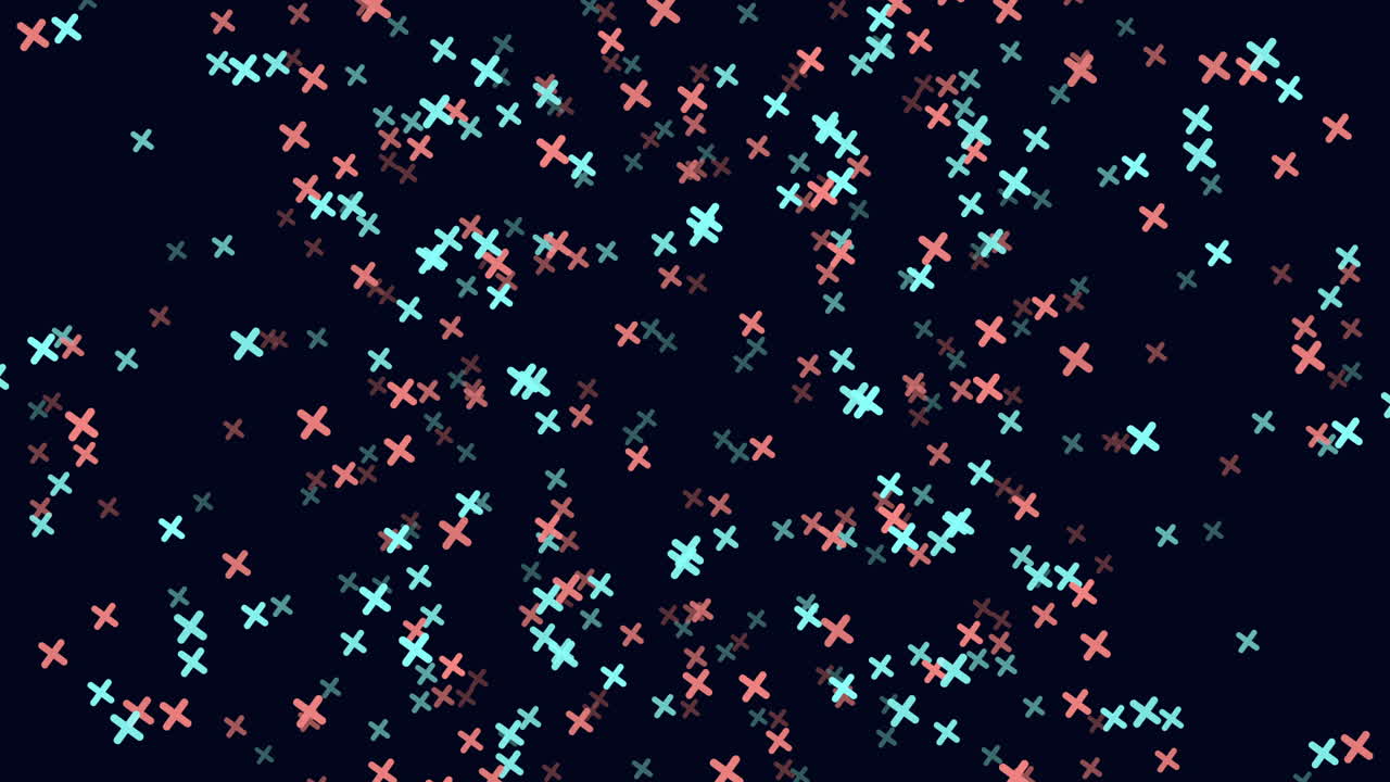 검은색 바탕에 파란색과 빨간색 십자가의 복잡한 격자 패턴