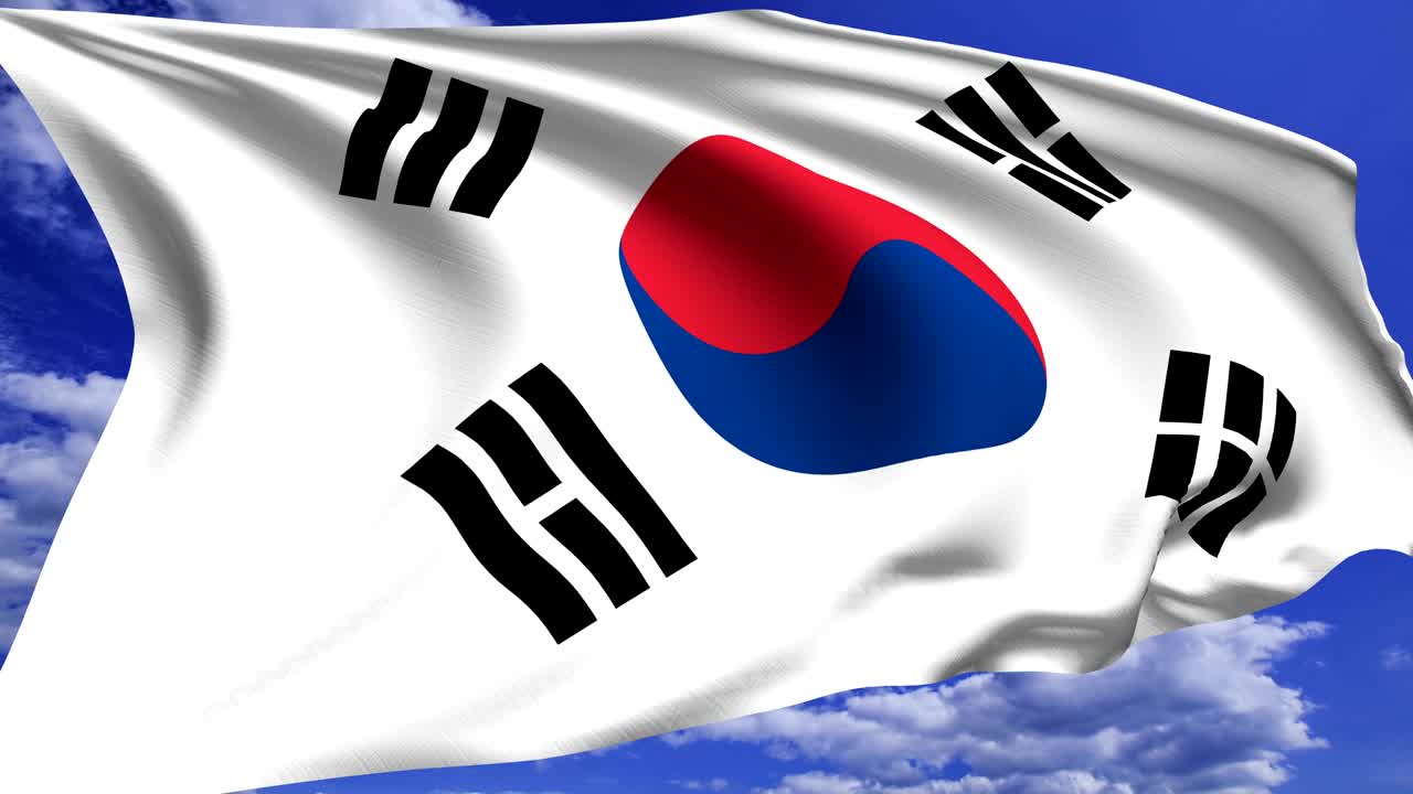 bandera de corea del sur (en bucle, canal alfa)