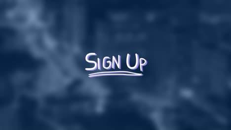 animation of sign up text over cityscape