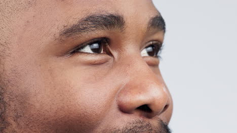 Closeup, thinking and man with ideas