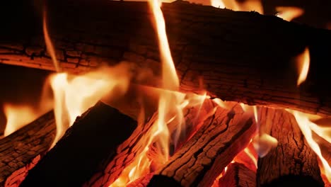 burning firewood in a fireplace