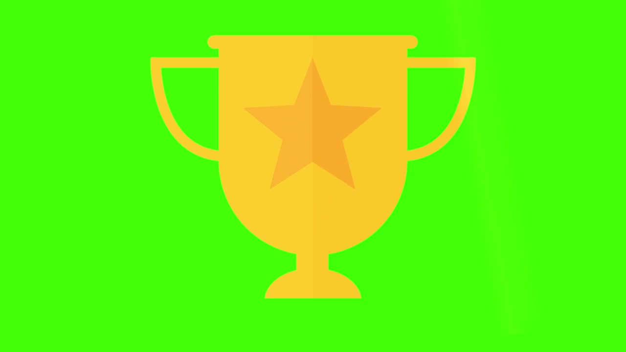concepto ganador del trofeo de oro, animación encendida y apagada pantalla verde con tecla