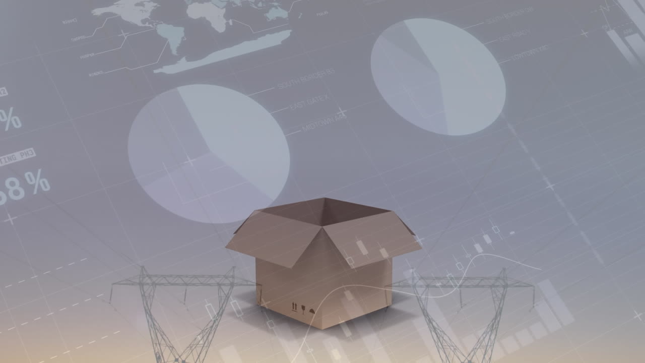 animación del procesamiento de paquetes y estadísticas a través de la red de energía