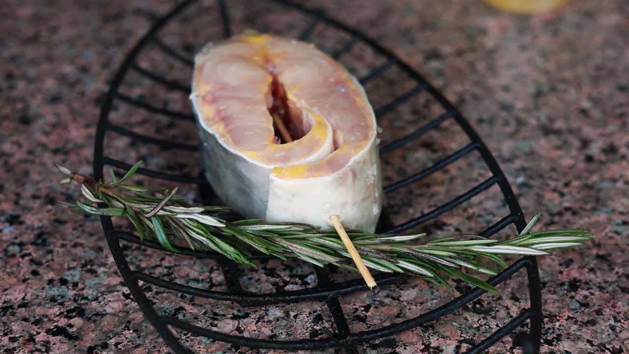 Preparing Grilled Fish with Rosemary