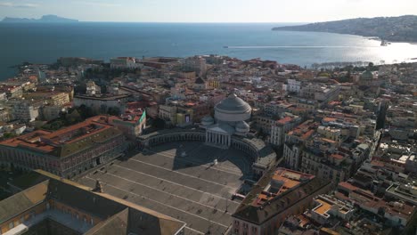 piazza del plebiscito in naples, campania, italy - fixed aerial view