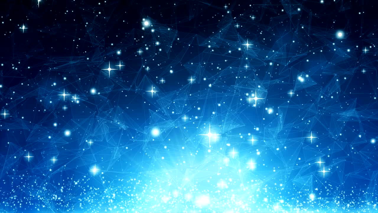 Abstract blue motion background with particles lines and dots glowing