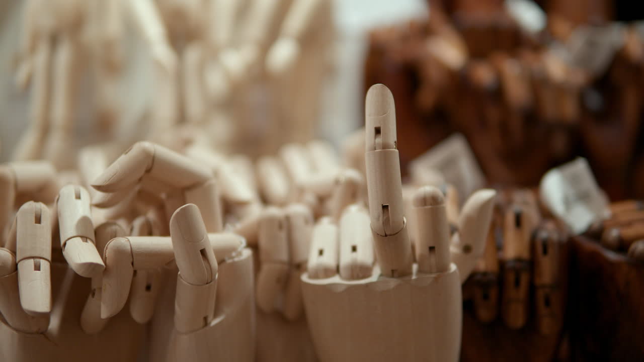 가운데 손가락을 보여주는 휴머노이드 로봇이 쇼핑몰 내부에 표시됩니다.