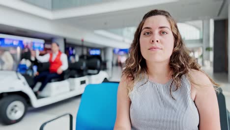 woman waiting to board her plane