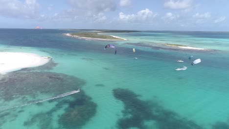 los roques venezuela -caribbean-sea-fantastic-landscape  kitesuf in  clear crystal water, from drone