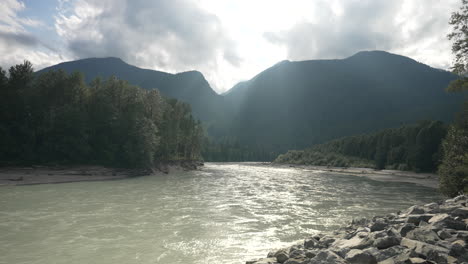 beautiful river and forest by the mountains of squamish, canada -wide