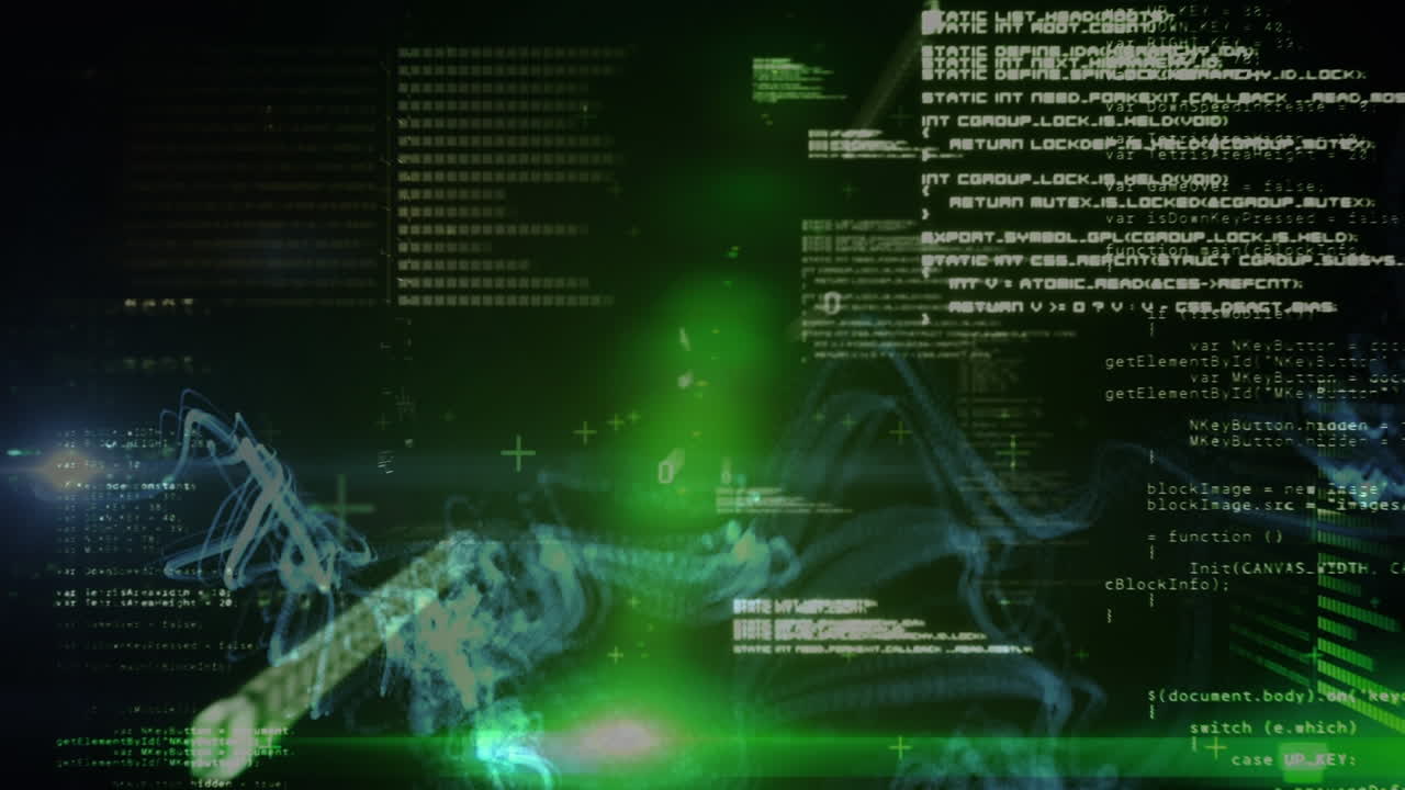 animazione dell'elaborazione dei dati tramite codifica binaria