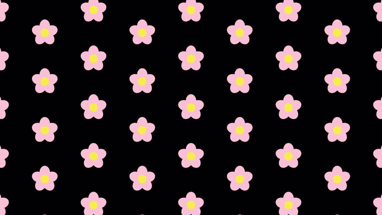 Simple Cute Flower Background Animated Black Background
